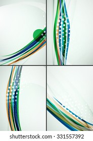 Set of abstract backgrounds. Elegant colorful decorated lines and waves with copyspace for your message. Banner advertising layouts - templates and wallpapers