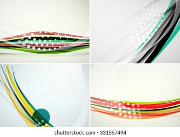 Set of abstract backgrounds. Elegant colorful decorated lines and waves with copyspace for your message. Banner advertising layouts - templates and wallpapers