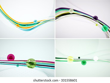 Set of abstract backgrounds. Elegant colorful decorated lines and waves with copyspace for your message. Banner advertising layouts - templates and wallpapers