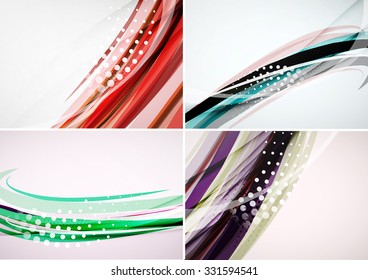 Set of abstract backgrounds. Elegant colorful decorated lines and waves with copyspace for your message. Banner advertising layouts - templates and wallpapers