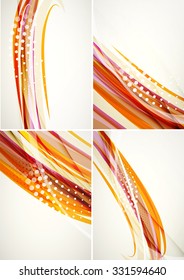 Set of abstract backgrounds. Elegant colorful decorated lines and waves with copyspace for your message. Banner advertising layouts - templates and wallpapers