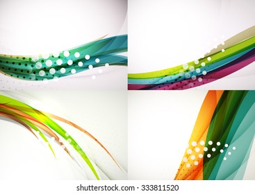 Set of abstract backgrounds. Elegant colorful decorated lines and waves with copyspace for your message. Banner advertising layouts - templates and wallpapers