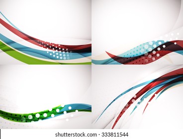Set of abstract backgrounds. Elegant colorful decorated lines and waves with copyspace for your message. Banner advertising layouts - templates and wallpapers
