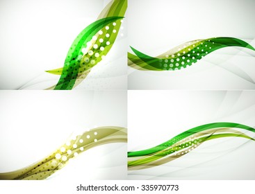 Set of abstract backgrounds. Elegant colorful decorated lines and waves with copy space for your message. Banner advertising layouts - templates and wallpapers