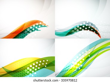 Set of abstract backgrounds. Elegant colorful decorated lines and waves with copy space for your message. Banner advertising layouts - templates and wallpapers