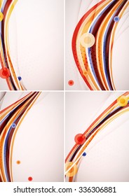 Set of abstract backgrounds. Elegant colorful decorated lines and waves with copyspace for your message. Banner advertising layouts - templates and wallpapers