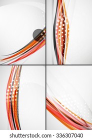 Set of abstract backgrounds. Elegant colorful decorated lines and waves with copyspace for your message. Banner advertising layouts - templates and wallpapers