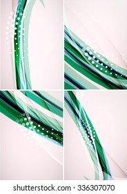 Conjunto de fondos abstractos. Elegantes líneas y olas de colores con espacio de copias para tu mensaje. Diseños publicitarios de pancartas - plantillas y fondos de pantalla
