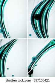 Set of abstract backgrounds. Elegant colorful decorated lines and waves with copyspace for your message. Banner advertising layouts - templates and wallpapers