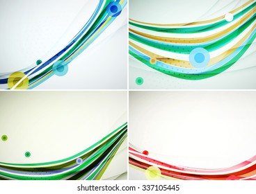 Set of abstract backgrounds. Elegant colorful decorated lines and waves with copyspace for your message. Banner advertising layouts - templates and wallpapers