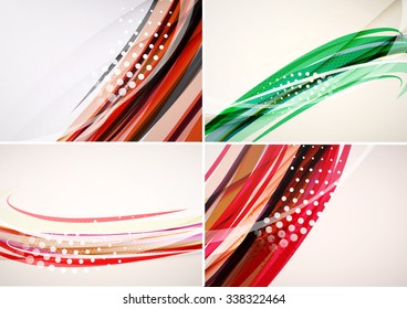 Conjunto de fondos abstractos. Elegantes líneas y olas de colores con espacio de copias para tu mensaje. Diseños publicitarios de pancartas - plantillas y fondos de pantalla
