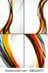 Set of abstract backgrounds. Elegant colorful decorated lines and waves with copyspace for your message. Banner advertising layouts - templates and wallpapers
