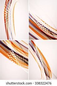 Conjunto de fondos abstractos. Elegantes líneas y olas de colores con espacio de copias para tu mensaje. Diseños publicitarios de pancartas - plantillas y fondos de pantalla