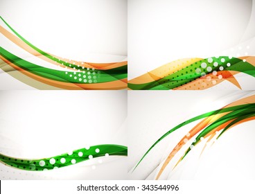 Conjunto de fondos abstractos. Elegantes líneas y olas de colores con espacio de copias para tu mensaje. Diseños publicitarios de pancartas - plantillas y fondos de pantalla