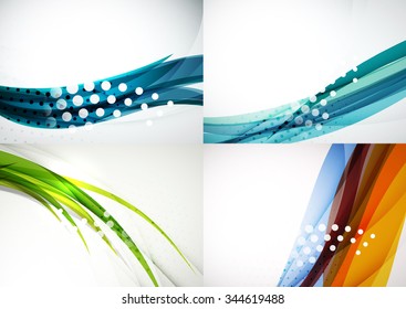 Set of abstract backgrounds. Elegant colorful decorated lines and waves with copyspace for your message. Banner advertising layouts - templates and wallpapers