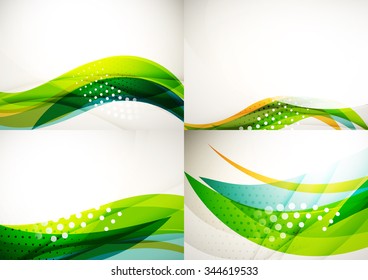 Set of abstract backgrounds. Elegant colorful decorated lines and waves with copyspace for your message. Banner advertising layouts - templates and wallpapers