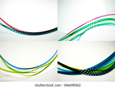 Set of abstract backgrounds. Elegant colorful decorated lines and waves with copyspace for your message. Banner advertising layouts - templates and wallpapers