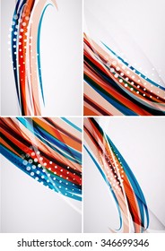 Set of abstract backgrounds. Elegant colorful decorated lines and waves with copyspace for your message. Banner advertising layouts - templates and wallpapers