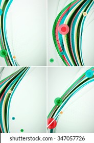 Set of abstract backgrounds. Elegant colorful decorated lines and waves with copyspace for your message. Banner advertising layouts - templates and wallpapers