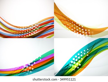 Set of abstract backgrounds. Elegant colorful decorated lines and waves with copyspace for your message. Banner advertising layouts - templates and wallpapers