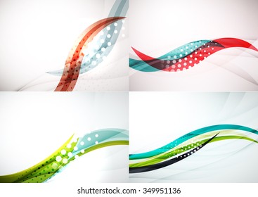 Set of abstract backgrounds. Elegant colorful decorated lines and waves with copyspace for your message. Banner advertising layouts - templates and wallpapers