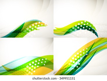 Set of abstract backgrounds. Elegant colorful decorated lines and waves with copyspace for your message. Banner advertising layouts - templates and wallpapers