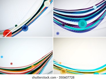 Set of abstract backgrounds. Elegant colorful decorated lines and waves with copyspace for your message. Banner advertising layouts - templates and wallpapers