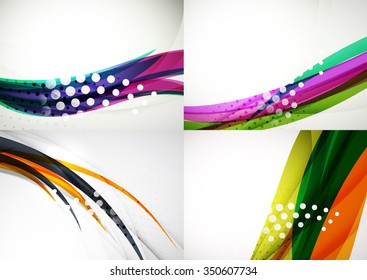 Conjunto de fondos abstractos. Elegantes líneas y olas de colores con espacio de copias para tu mensaje. Diseños publicitarios de pancartas - plantillas y fondos de pantalla