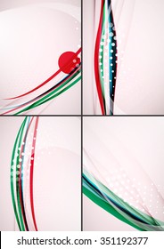 Set of abstract backgrounds. Elegant colorful decorated lines and waves with copyspace for your message. Banner advertising layouts - templates and wallpapers