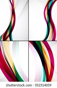 Set of abstract backgrounds. Elegant colorful decorated lines and waves with copyspace for your message. Banner advertising layouts - templates and wallpapers
