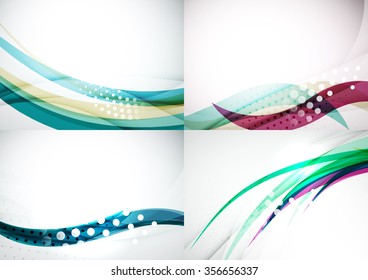 Set of abstract backgrounds. Elegant colorful decorated lines and waves with copyspace for your message. Banner advertising layouts - templates and wallpapers