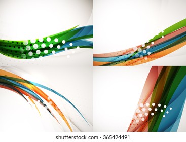 Conjunto de fondos abstractos. Elegantes líneas y olas de colores con espacio de copias para tu mensaje