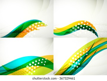 Set of abstract backgrounds. Elegant colorful decorated lines and waves with copyspace for your message