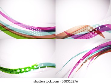 Set of abstract backgrounds. Elegant colorful decorated lines and waves with copyspace for your message
