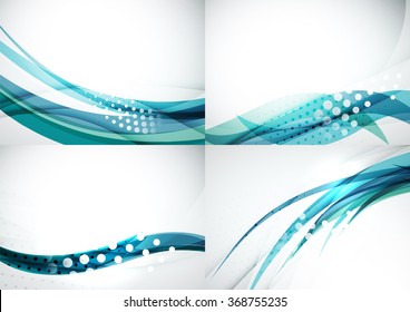 Set abstrakter Hintergründe. Elegante, farbenfrohe Linien und Wellen mit Kopienraum für Ihre Nachricht
