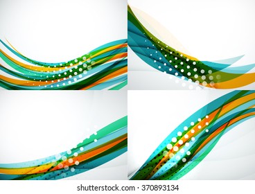 Conjunto de fondos abstractos. Elegantes líneas y olas de colores con espacio de copias para tu mensaje
