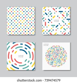 Set of abstract backgrounds. Flat circles dots vector pattern. Card, cover tag, poster, flyer banner design.
