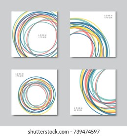 Set of abstract backgrounds. Flat circles vector pattern. Card, cover tag, poster, flyer banner design.
