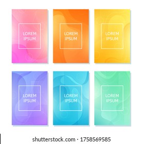 Set of abstract backgrounds with flowing forms of different colors. Vector illustration. Design for banner, poster.