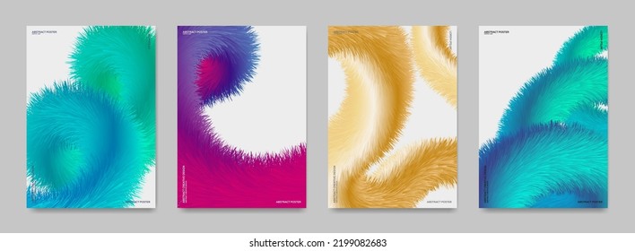 A set of abstract backgrounds with a fluffy, colorful gradient. Vector.