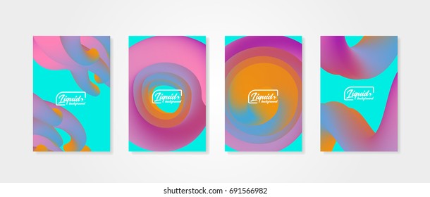 Set of abstract backgrounds with fluid shapes. Covers templates with liquid objects. Applicable for design gift card, cover, poster, flyer or placard.