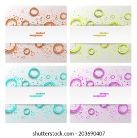 Set of abstract backgrounds with fluorescent splash and circles