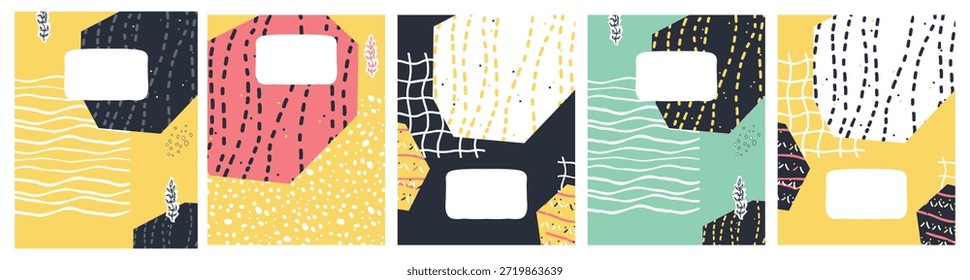 Set of Abstract Backgrounds with Geometric Shapes for notebook covers