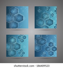 Set of abstract backgrounds with glossy luminous figures. 
