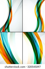 Set of abstract backgrounds. Glossy wide colorful wave. Banner advertising layouts - templates and wallpapers