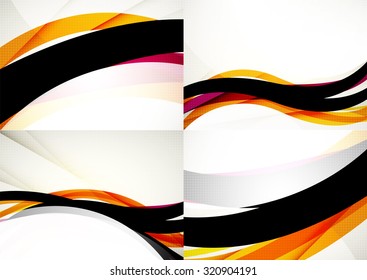 Set of abstract backgrounds. Glossy wide colorful wave. Banner advertising layouts - templates and wallpapers