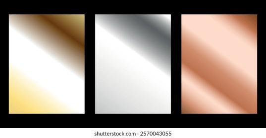 Set of abstract backgrounds of gold, silver and bronze. Vector VIP illustration