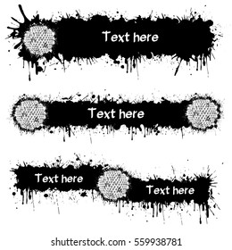 Set abstract backgrounds golf balls with ink blots. Vector illustration