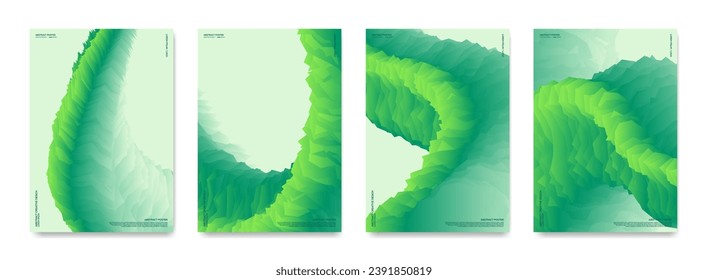 Un conjunto de fondos abstractos con una textura de cristal verde