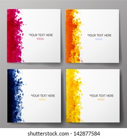 Set of abstract backgrounds with grunge splashes in autumn colors. Vector illustration.